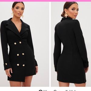 Black Gold button detail blazer dress